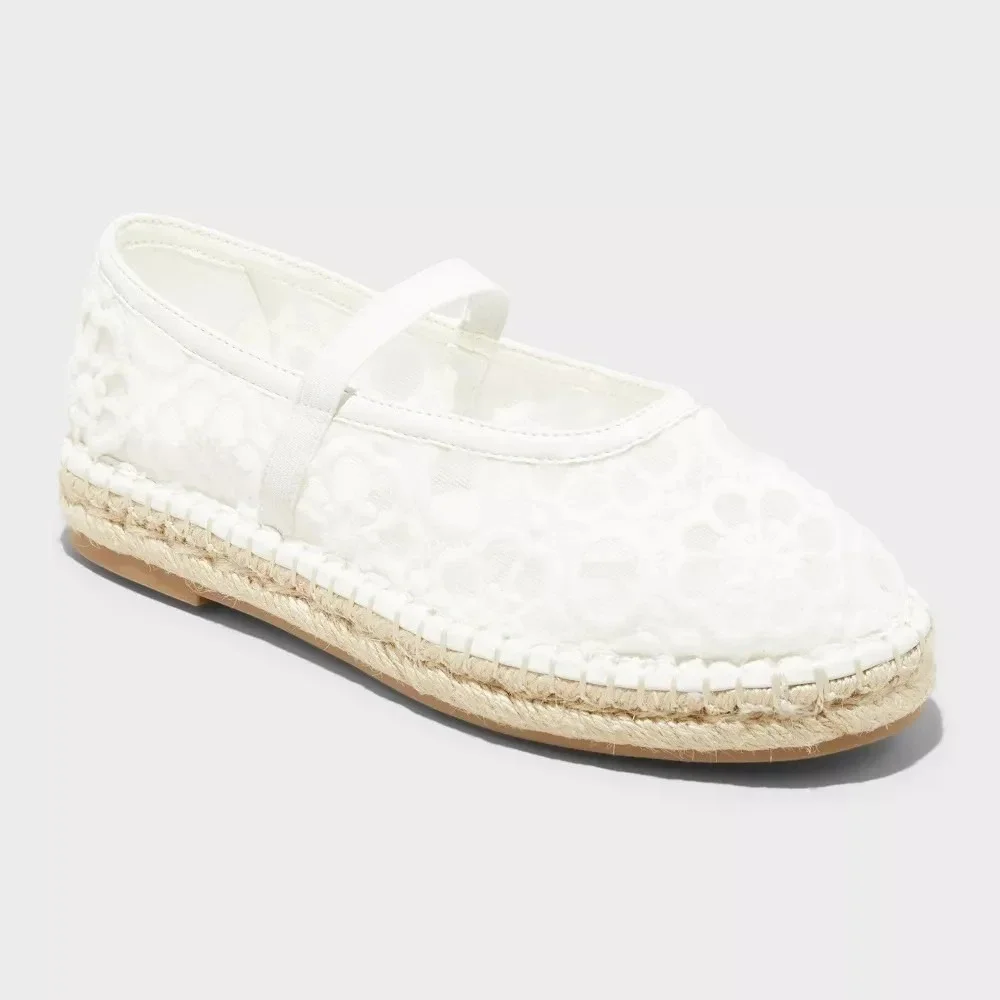 Women's Celia Floral Lace Espadrille Flats White Size 11 New With Tags - Picture 8 of 8